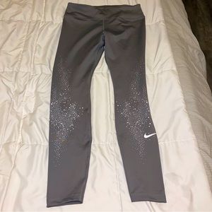 Nike Women’s Dri-Fit Leggings Full Length Size Large Gray White